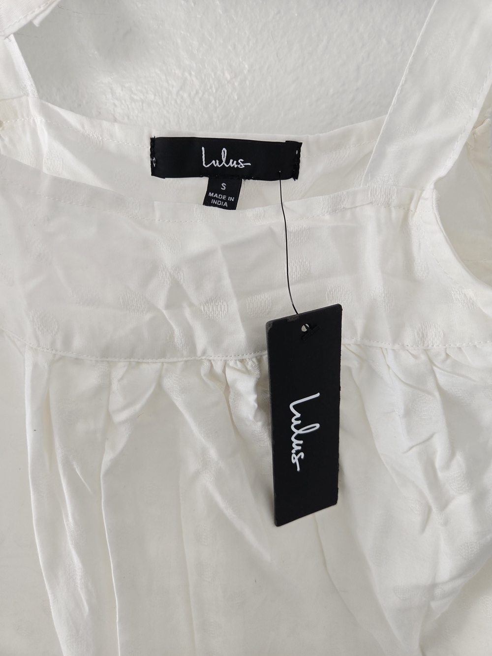 Lulu's White Tie-Shoulder Lace-Trim Maxi Dress Size S New - Picture 10 of 16